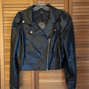 Mittoshop Faux Black Leather Jacket